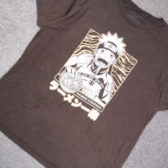 Naruto Raman Ichiraku Anime Large Brown Short Sleeve T-Shirt - Picture 8 of 10